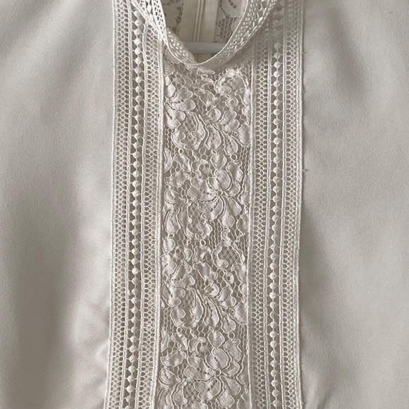 ZARA women white short sleeve peplum blouse with lace detail size S - Picture 4 of 7